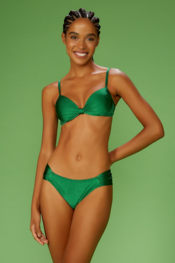 TOP BARDOT LISO VER25 E TANGA NEW PACÍFICO LISO VER25 VERDE