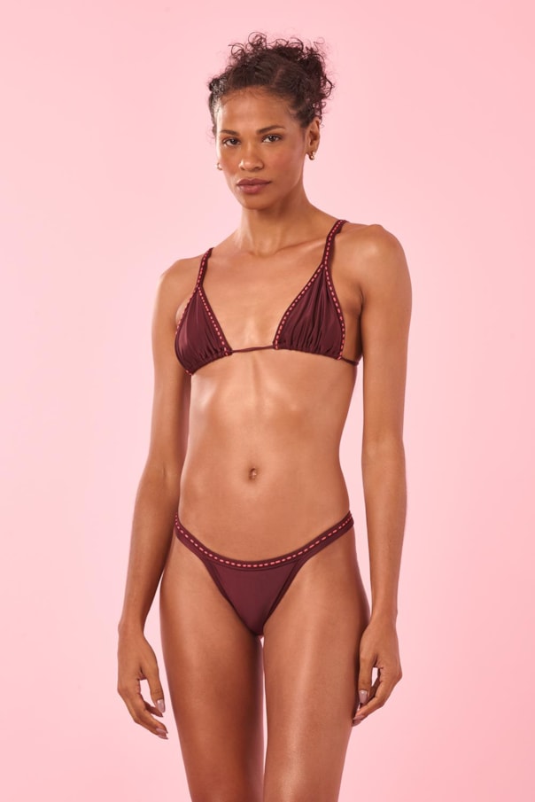 TOP DANCE CORTININHA PESPONTO VER26 E TANGA DANCE PESPONTO VERDE VER26 VINHO