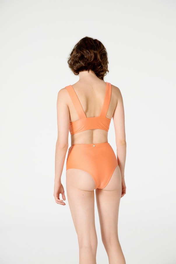 TOP NEW SUM LISO E TANGA HOT PANTS ESSENCIAL LISO LARANJA