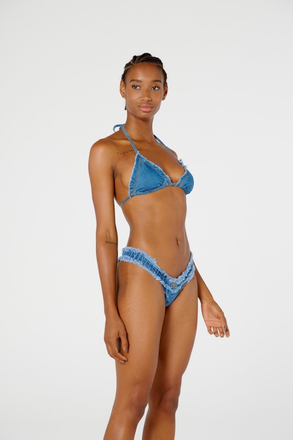 TOP TRIANGULO ROCK JEANS E TANGA NEW DENIM JEANS AZUL