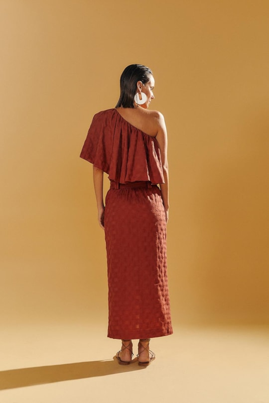 Blusa Bordado Ombro So Franzida