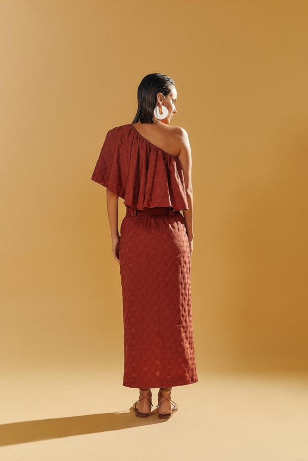 Blusa Bordado Ombro So Franzida