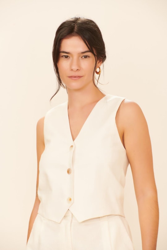 Blusa Colete Alongado Linho Liso