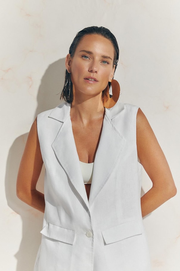 Blusa Colete Linho Alfaiataria