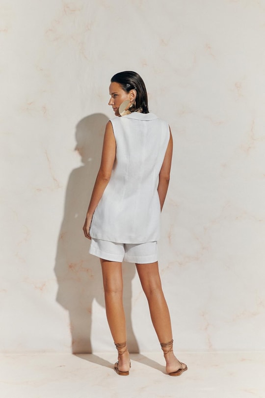 Blusa Colete Linho Alfaiataria