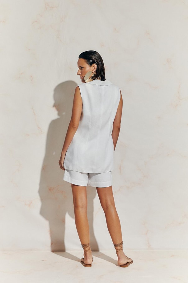 Blusa Colete Linho Alfaiataria