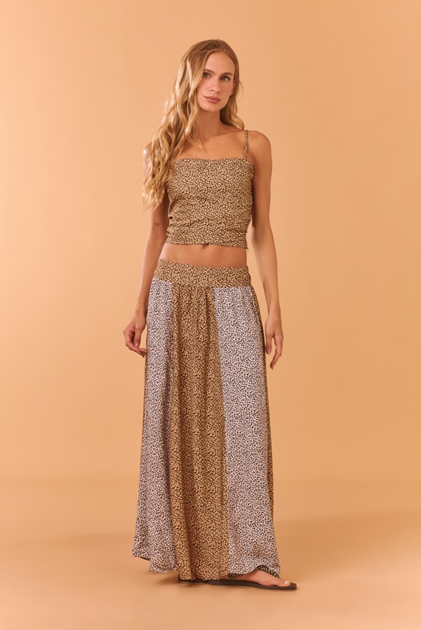 Blusa Franzidos Castanha Pintada Marrom