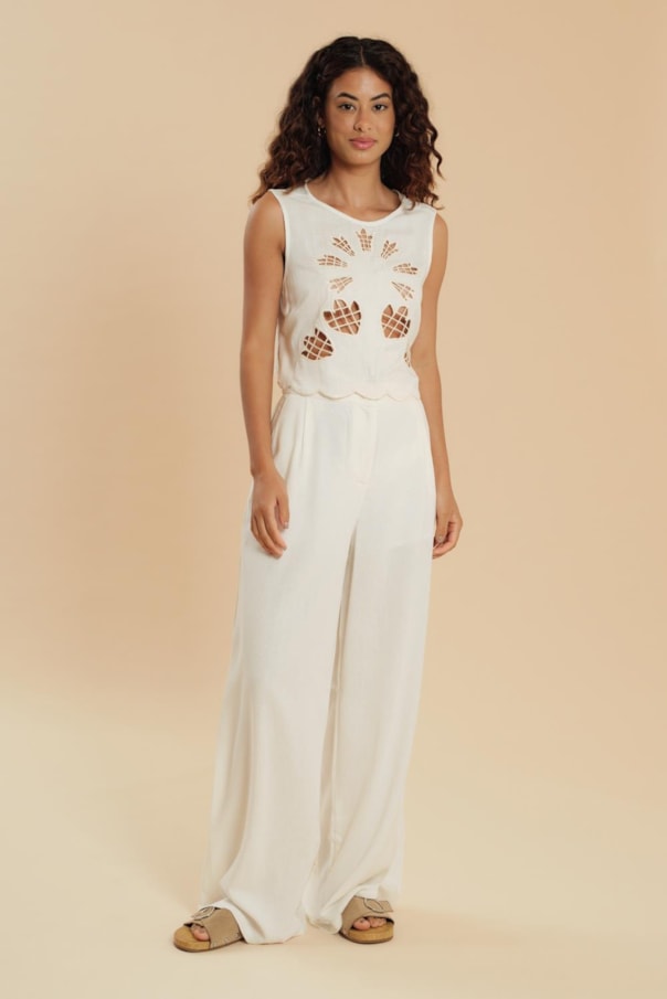 Blusa Gota Bordado Richilieu Liso