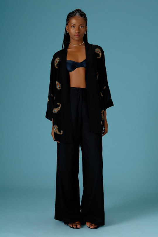 Imagem do produto Blusa Kimono Bordado Linha