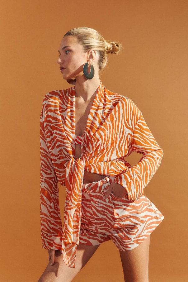 Blusa Kimono Estampa Zebra