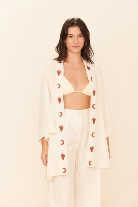 Blusa Kimono Jade Aplicacao Pré