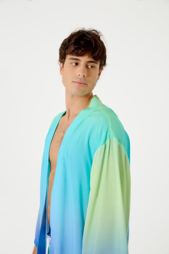 Imagem do produto Blusa Kimono Ryu Degrade Sky Barrado