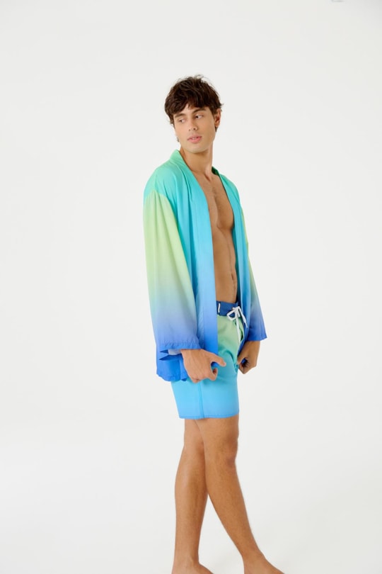 Imagem do produto Blusa Kimono Ryu Degrade Sky Barrado