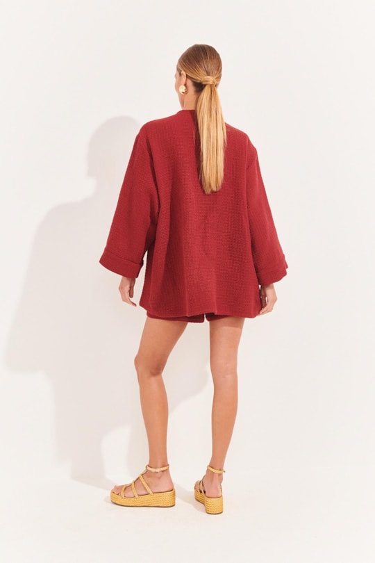 Imagem do produto Blusa Kimono Textura Carmim