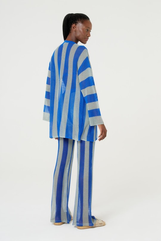 Imagem do produto Blusa Kimono Tricot Listras Verticais