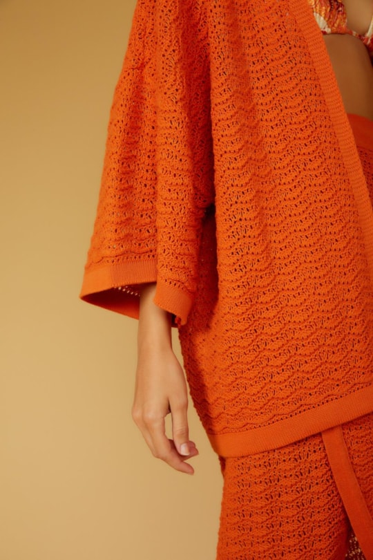 Imagem do produto Blusa Kimono Tricot Renda