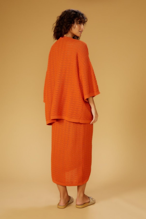 Blusa Kimono Tricot Renda