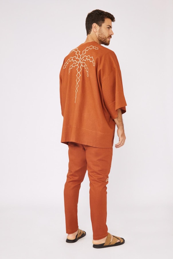 Blusa Kimono Zez Bordado Coqueiro