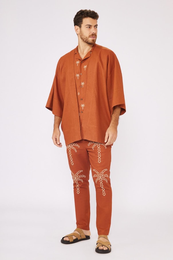 Blusa Kimono Zez Bordado Coqueiro