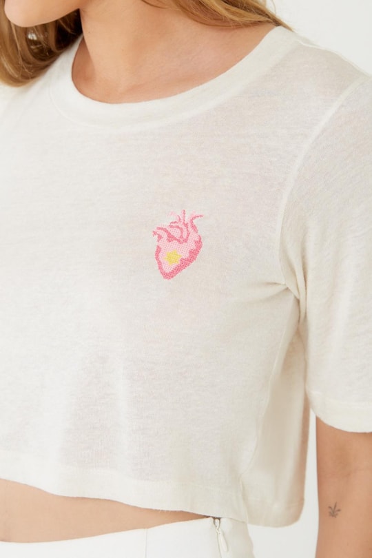 Imagem do produto Blusa Malha Bordado Coracao