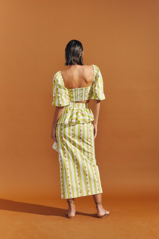 Blusa Top Bufante Estampa Listras