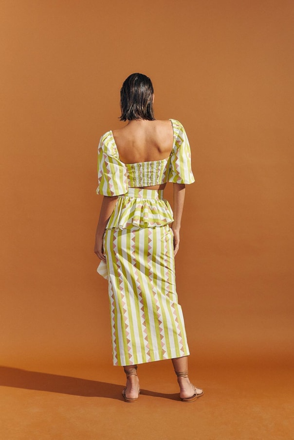 Blusa Top Bufante Estampa Listras