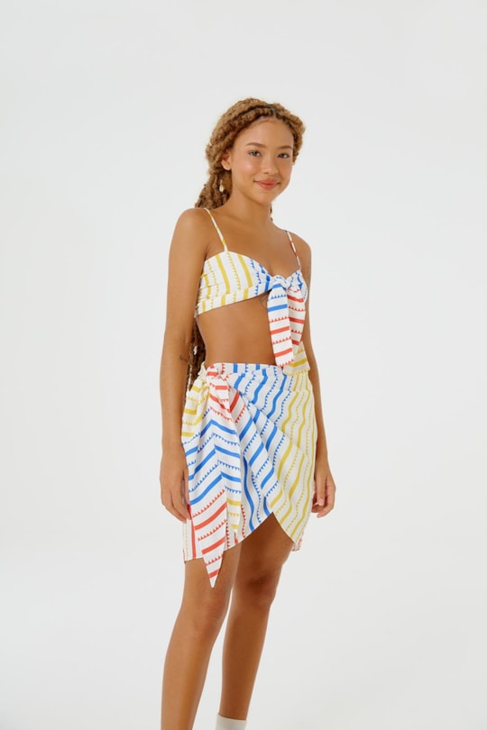 Imagem do produto Blusa Top Cropped Prega Listrado Feira