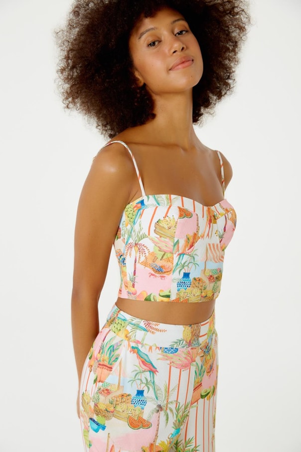 Blusa Top Recorte Busto Feira