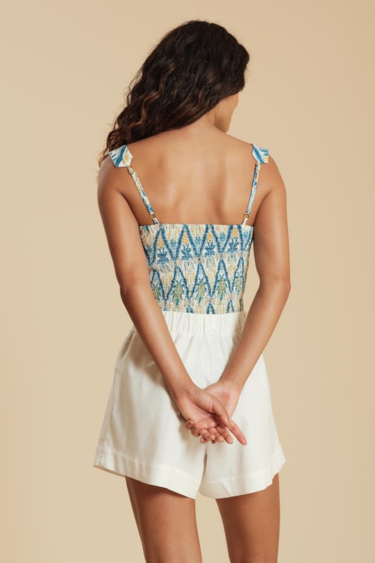 Imagem do produto Blusa Top Reto Lastex Azulejo Tropical