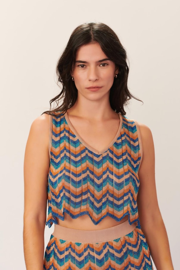 Blusa Top Tricot Chevron