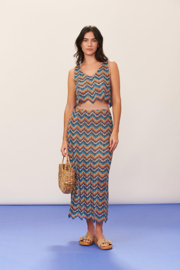 Blusa Top Tricot Chevron