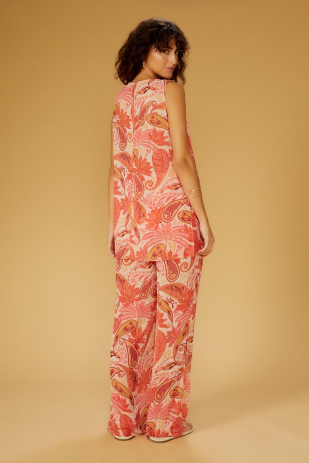 Blusa Transparencia Florest Salmao