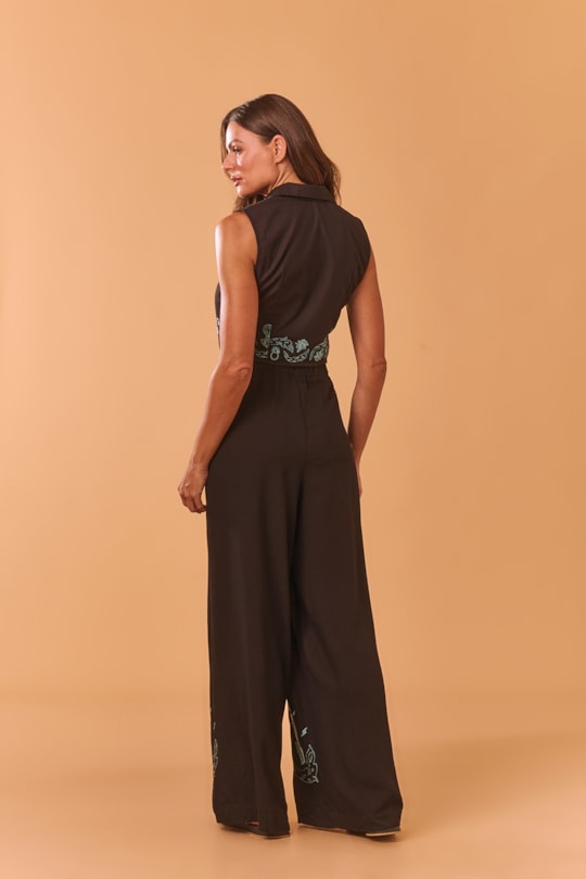Imagem do produto Calca Pantalona Bordado Renda Abacaxique