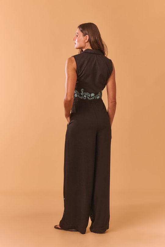 Imagem do produto Calca Pantalona Bordado Renda Abacaxique