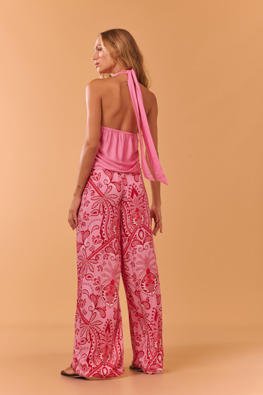 Imagem do produto Calca Pantalona Lenco Maracatu Rosa