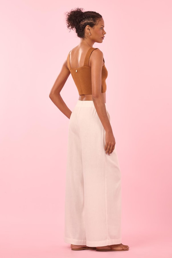 Calca Pantalona Linho Liso