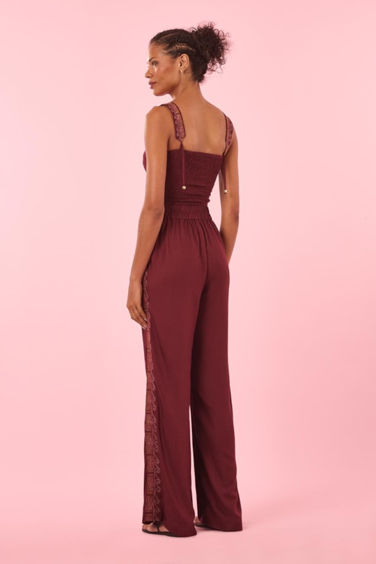 Calca Reta Botao Bordado Lanai