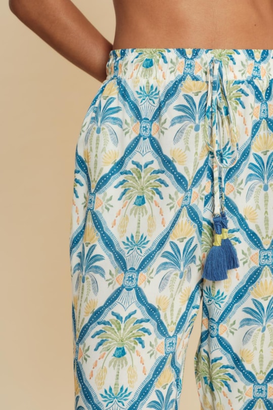 Imagem do produto Calca Reta Elastico Azulejo Tropical