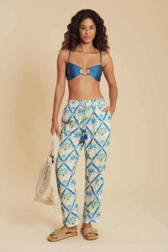 Imagem do produto Calca Reta Elastico Azulejo Tropical