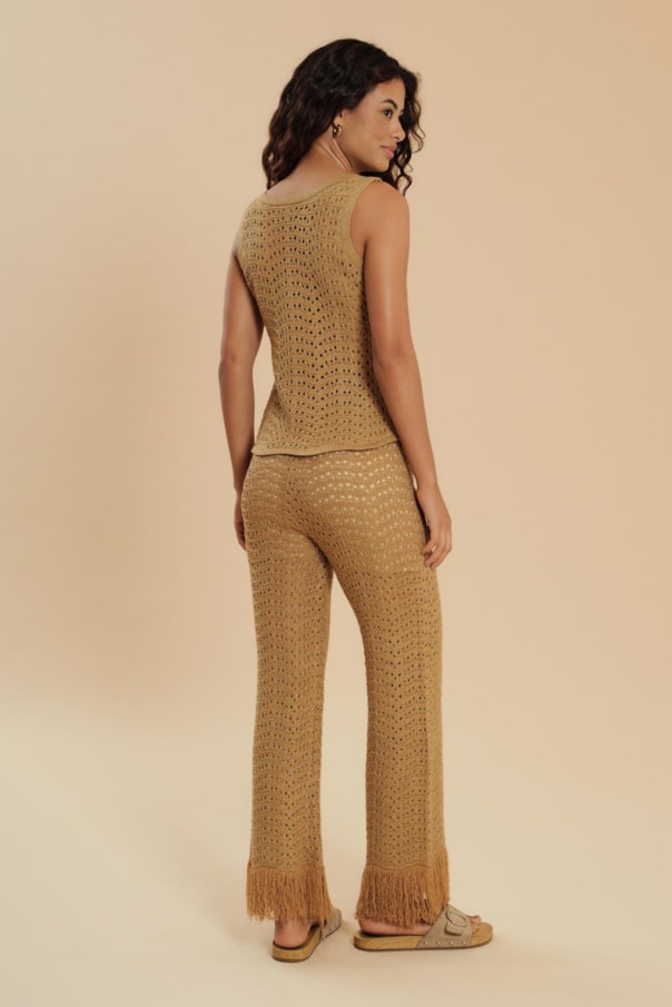 Calça Tricot Franjas Lurex