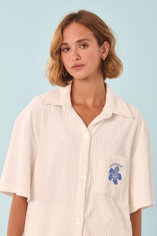 Imagem do produto Camisa Ampla Atoalhado Bord. Hibisco