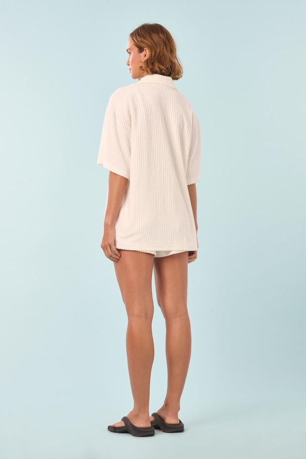 Camisa Ampla Atoalhado Bord. Hibisco