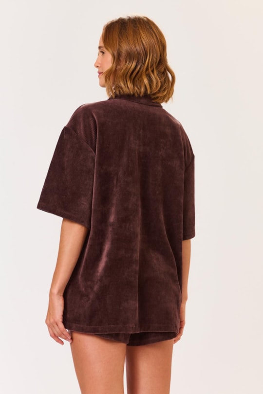 Camisa Ampla Veludo Liso