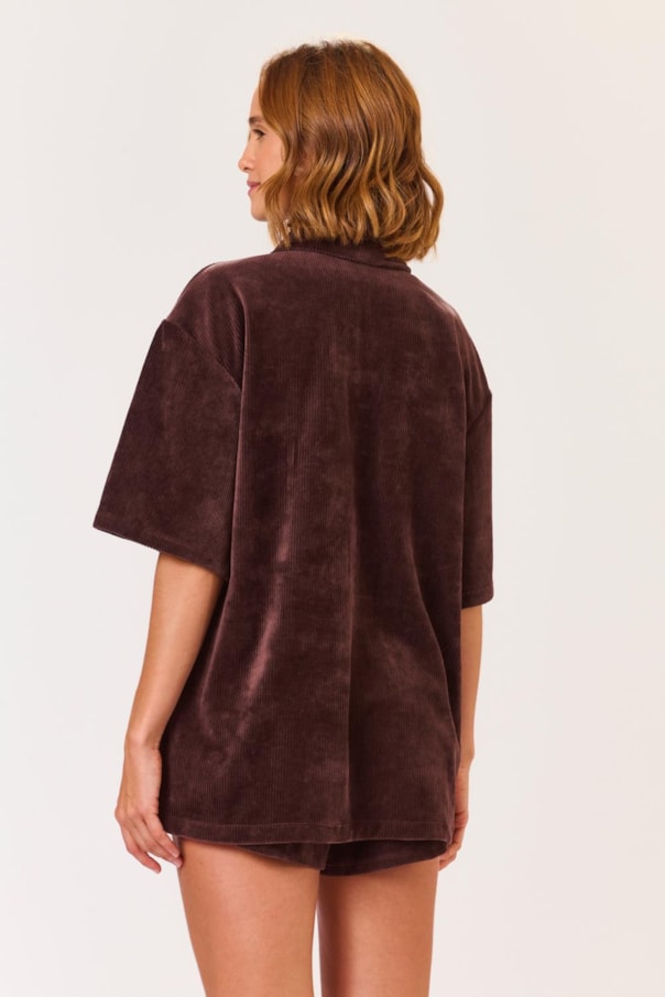 Camisa Ampla Veludo Liso