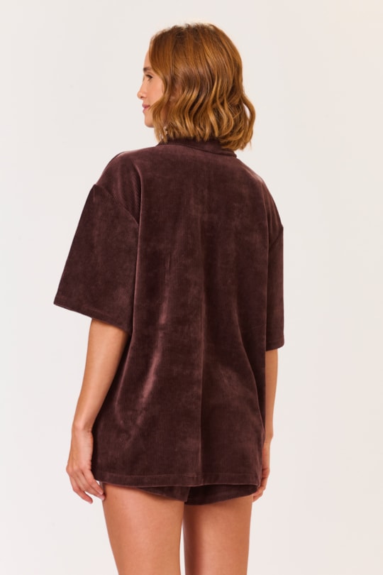 Camisa Ampla Veludo Liso