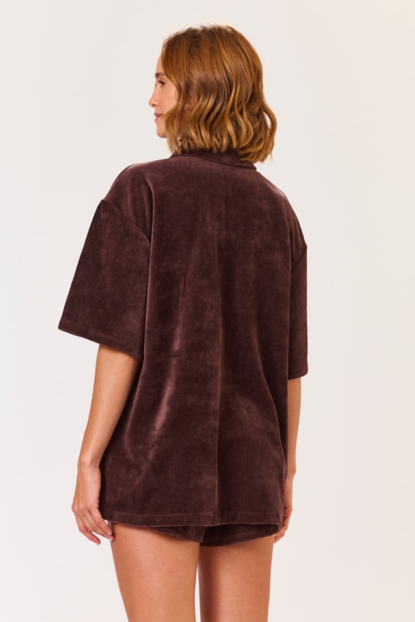 Camisa Ampla Veludo Liso