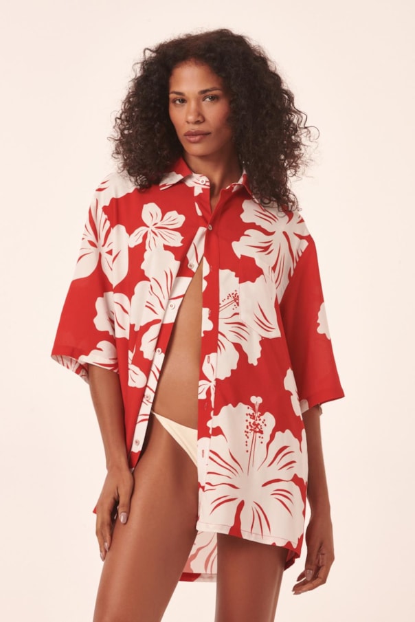Camisa Box Maxi Hibisco