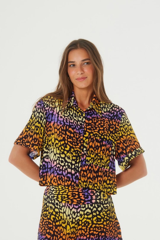 Imagem do produto Camisa Cropped Manga Curta Onca Degradee