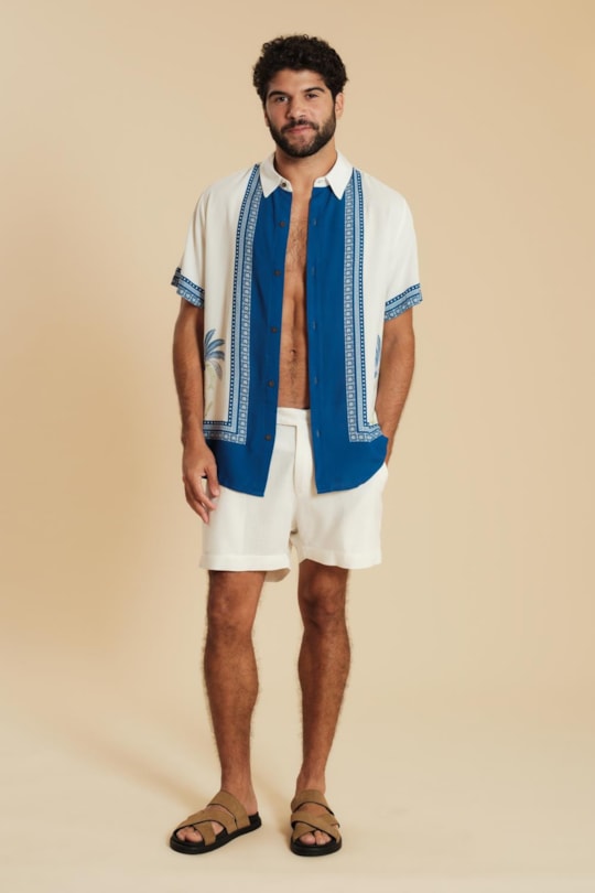 Camisa Florida Azulejo Tropical Loc