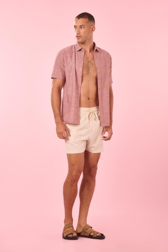 Camisa Manga C.Com Pe De Gola Linho Liso